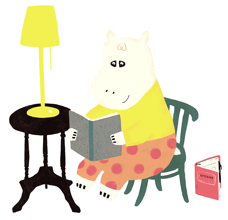 Hippo reading a Book