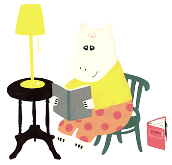 Hippo reading a Book